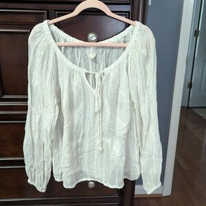 Lovestitch White Long Sleeve Tie Front Blouse